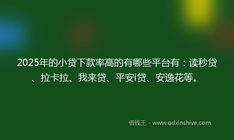 2025年的小贷下款率高的有哪些平台有：读秒贷、拉卡拉、我来贷、平安i贷、安逸花等。