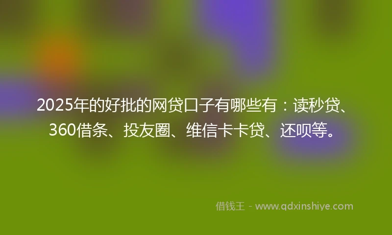 2025年的好批的网贷口子有哪些有：读秒贷、360借条、投友圈、维信卡卡贷、还呗等。