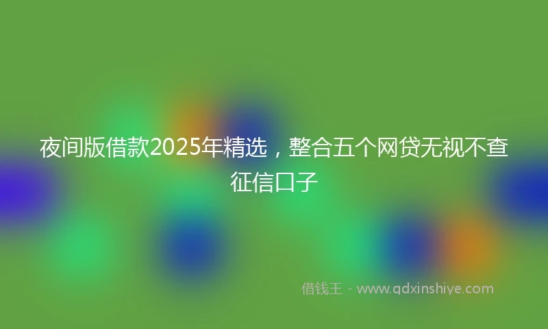 夜间版借款2025年精选，整合五个网贷无视不查征信口子