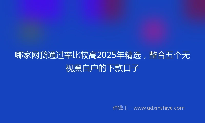 哪家网贷通过率比较高2025年精选，整合五个无视黑白户的下款口子