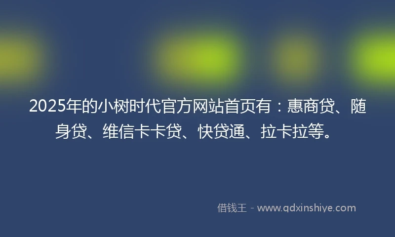 2025年的小树时代官方网站首页有：惠商贷、随身贷、维信卡卡贷、快贷通、拉卡拉等。