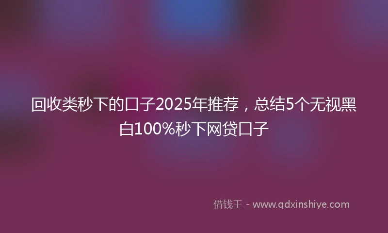 回收类秒下的口子2025年推荐，总结5个无视黑白100%秒下网贷口子