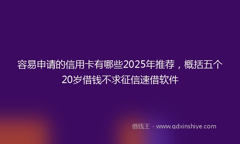 容易申请的信用卡有哪些2025年推荐，概括五个20岁借钱不求征信速借软件
