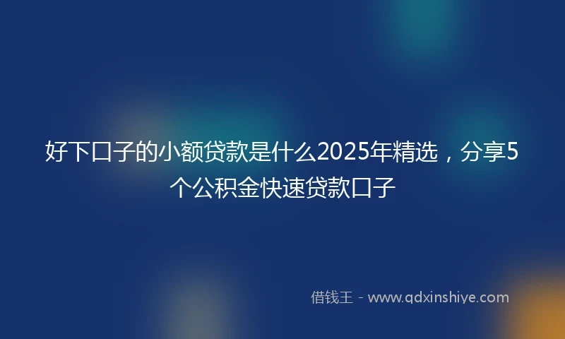 好下口子的小额贷款是什么2025年精选，分享5个公积金快速贷款口子