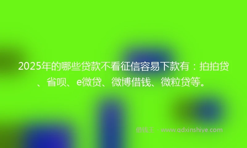 2025年的哪些贷款不看征信容易下款有：拍拍贷、省呗、e微贷、微博借钱、微粒贷等。
