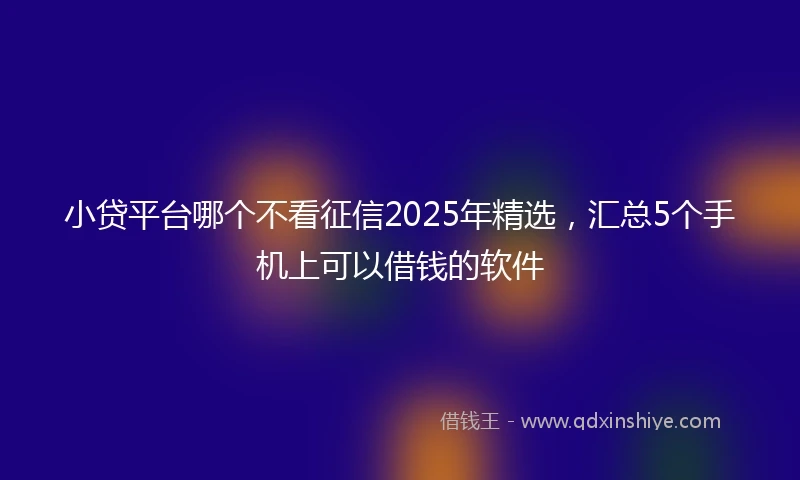 小贷平台哪个不看征信2025年精选，汇总5个手机上可以借钱的软件