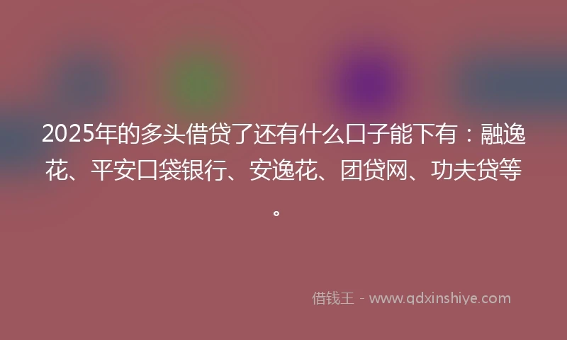 2025年的多头借贷了还有什么口子能下有：融逸花、平安口袋银行、安逸花、团贷网、功夫贷等。