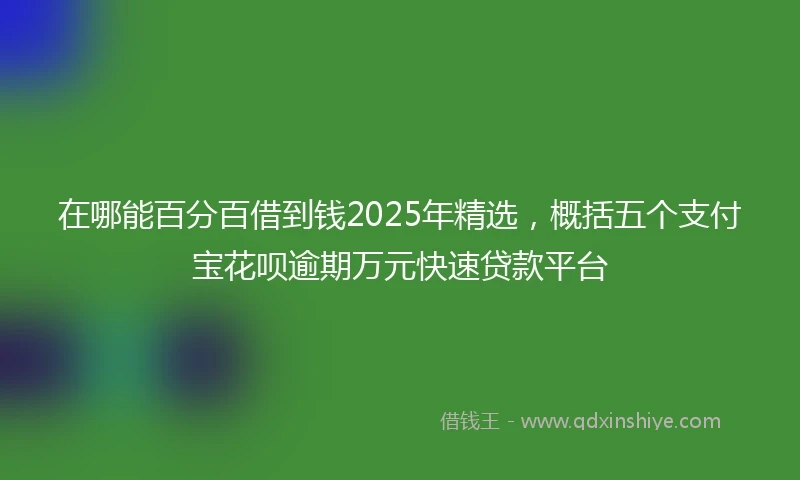 在哪能百分百借到钱2025年精选，概括五个支付宝花呗逾期万元快速贷款平台