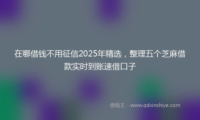 在哪借钱不用征信2025年精选，整理五个芝麻借款实时到账速借口子