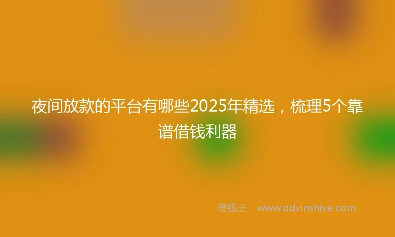 夜间放款的平台有哪些2025年精选，梳理5个靠谱借钱利器