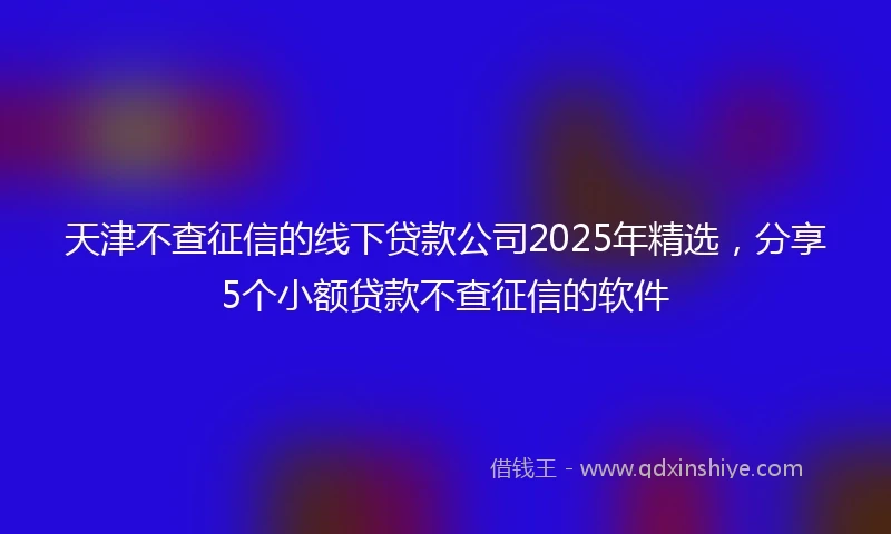 天津不查征信的线下贷款公司2025年精选，分享5个小额贷款不查征信的软件