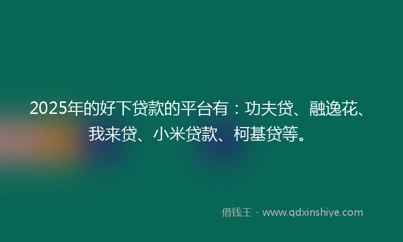 2025年的好下贷款的平台有：功夫贷、融逸花、我来贷、小米贷款、柯基贷等。