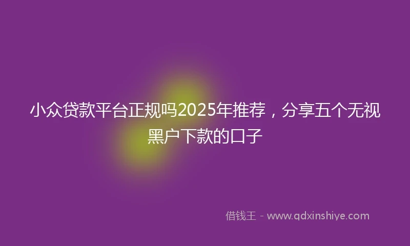 小众贷款平台正规吗2025年推荐，分享五个无视黑户下款的口子