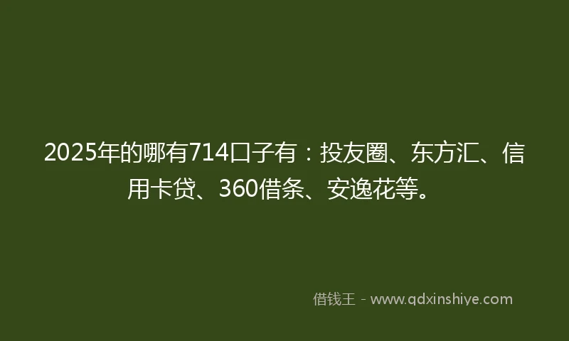 2025年的哪有714口子有：投友圈、东方汇、信用卡贷、360借条、安逸花等。