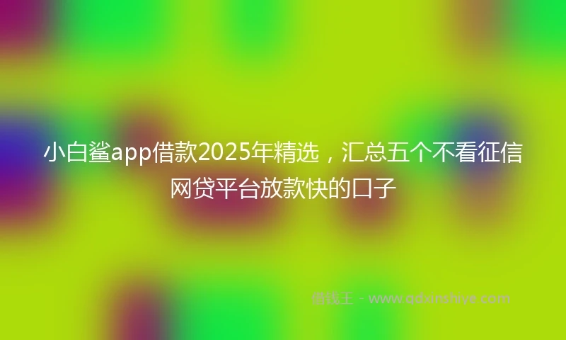 小白鲨app借款2025年精选，汇总五个不看征信网贷平台放款快的口子
