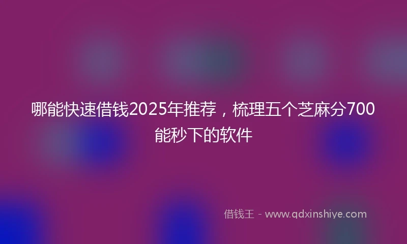 哪能快速借钱2025年推荐，梳理五个芝麻分700能秒下的软件