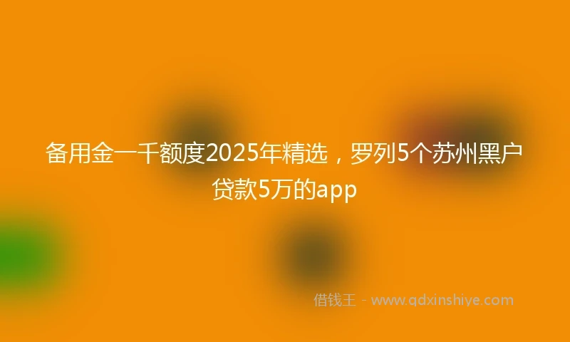 备用金一千额度2025年精选，罗列5个苏州黑户贷款5万的app