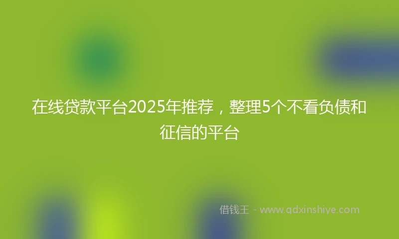 在线贷款平台2025年推荐，整理5个不看负债和征信的平台