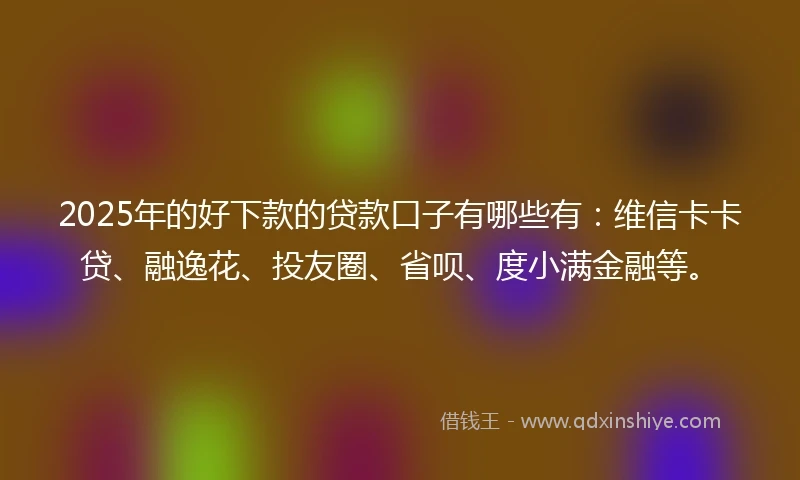 2025年的好下款的贷款口子有哪些有：维信卡卡贷、融逸花、投友圈、省呗、度小满金融等。