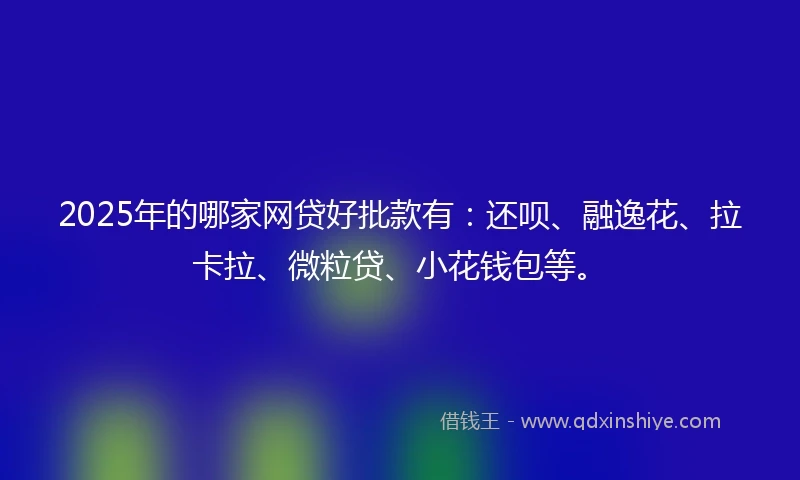 2025年的哪家网贷好批款有：还呗、融逸花、拉卡拉、微粒贷、小花钱包等。