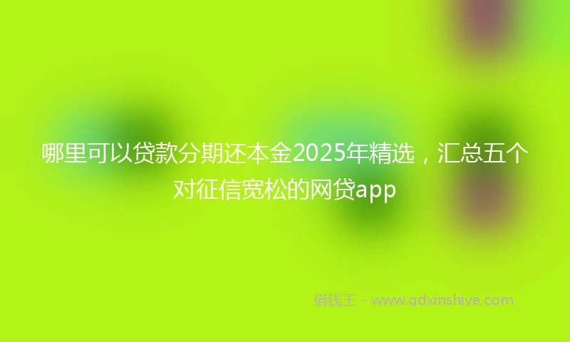 哪里可以贷款分期还本金2025年精选，汇总五个对征信宽松的网贷app