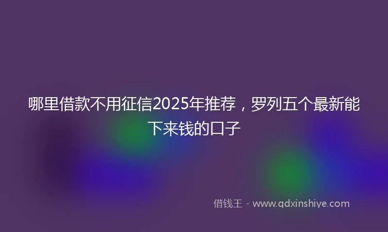 哪里借款不用征信2025年推荐，罗列五个最新能下来钱的口子