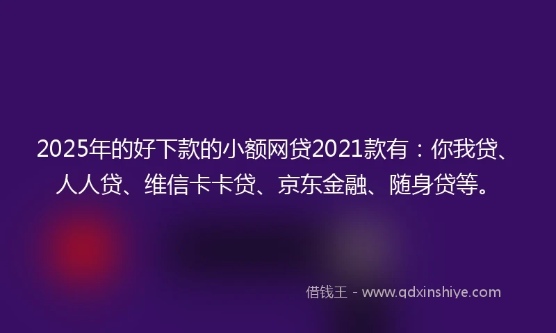 2025年的好下款的小额网贷2021款有：你我贷、人人贷、维信卡卡贷、京东金融、随身贷等。