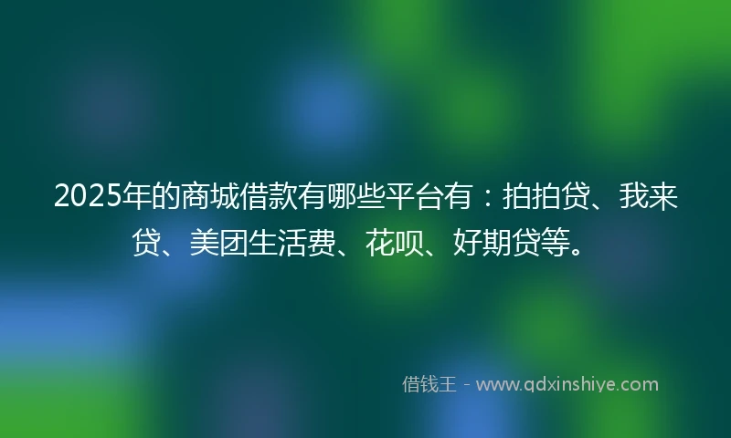 2025年的商城借款有哪些平台有：拍拍贷、我来贷、美团生活费、花呗、好期贷等。