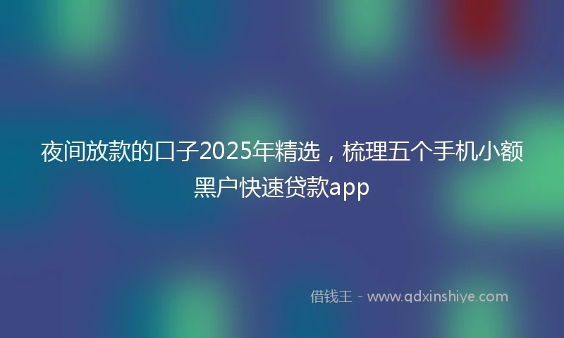 夜间放款的口子2025年精选，梳理五个手机小额黑户快速贷款app