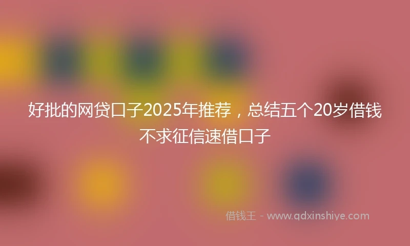 好批的网贷口子2025年推荐，总结五个20岁借钱不求征信速借口子