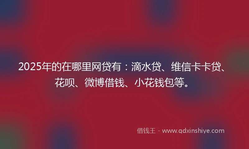 2025年的在哪里网贷有：滴水贷、维信卡卡贷、花呗、微博借钱、小花钱包等。