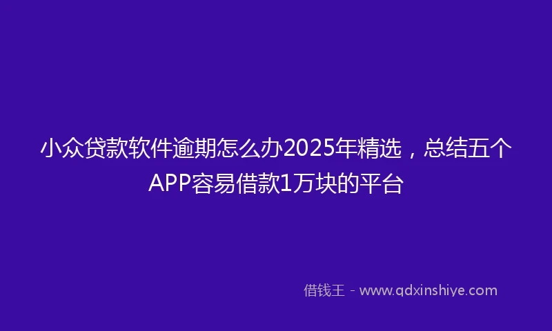小众贷款软件逾期怎么办2025年精选，总结五个APP容易借款1万块的平台