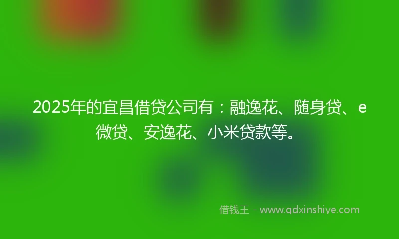 2025年的宜昌借贷公司有：融逸花、随身贷、e微贷、安逸花、小米贷款等。