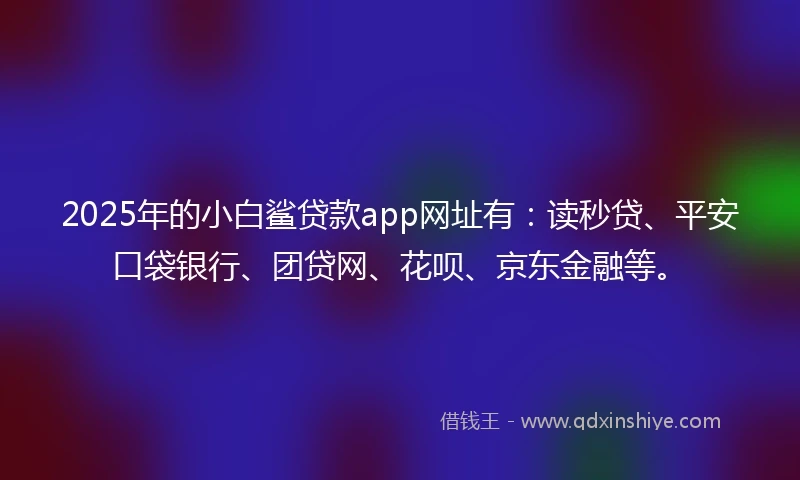 2025年的小白鲨贷款app网址有：读秒贷、平安口袋银行、团贷网、花呗、京东金融等。