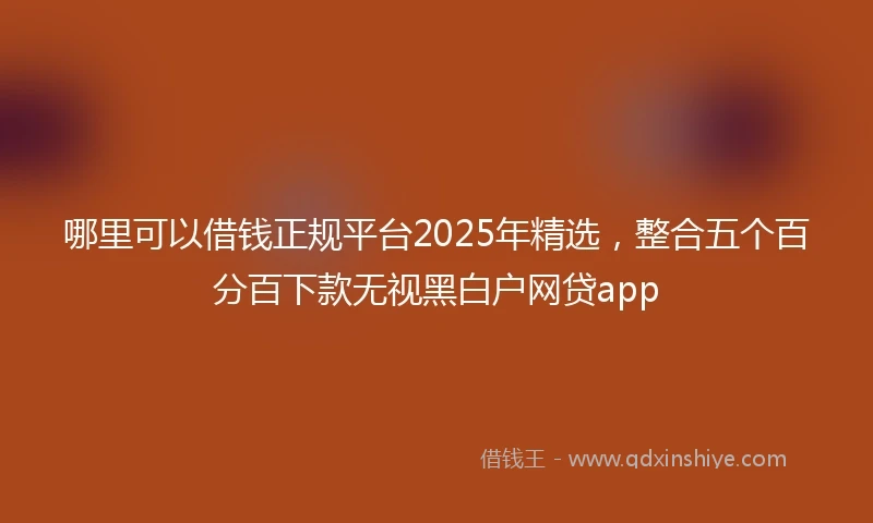 哪里可以借钱正规平台2025年精选，整合五个百分百下款无视黑白户网贷app