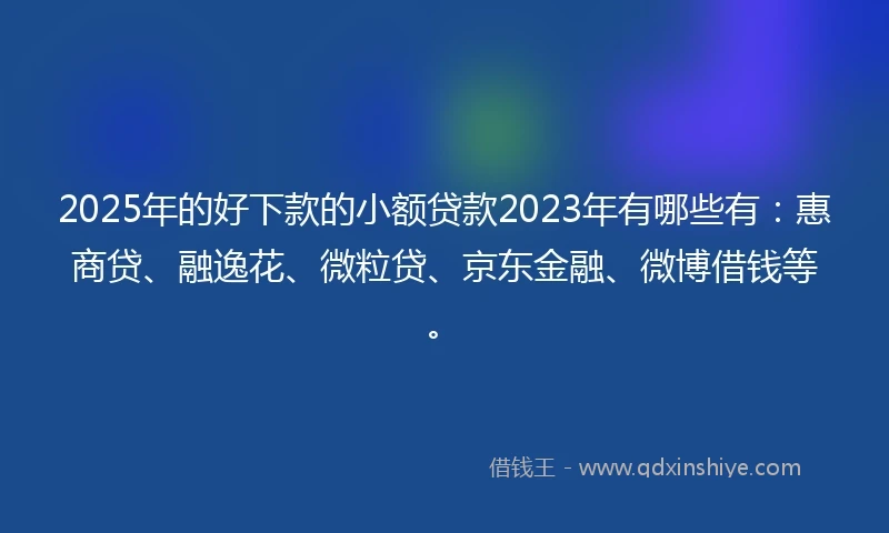 2025年的好下款的小额贷款2023年有哪些有：惠商贷、融逸花、微粒贷、京东金融、微博借钱等。