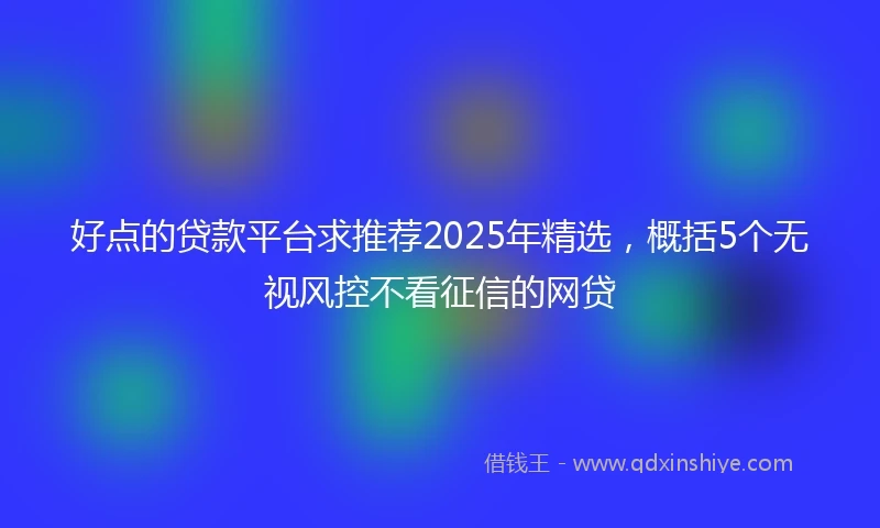 好点的贷款平台求推荐2025年精选，概括5个无视风控不看征信的网贷