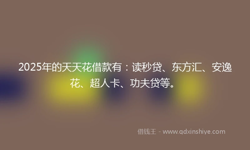 2025年的天天花借款有：读秒贷、东方汇、安逸花、超人卡、功夫贷等。