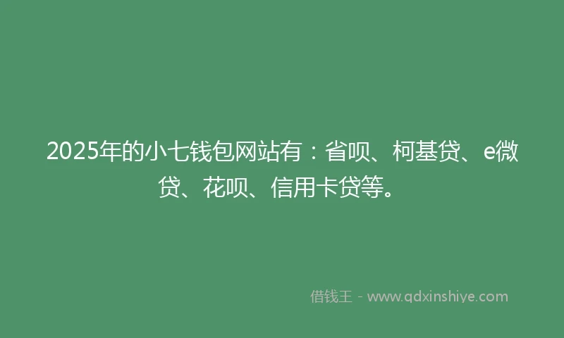 2025年的小七钱包网站有：省呗、柯基贷、e微贷、花呗、信用卡贷等。