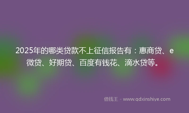 2025年的哪类贷款不上征信报告有：惠商贷、e微贷、好期贷、百度有钱花、滴水贷等。