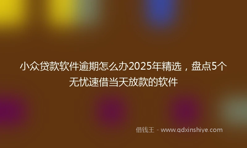 小众贷款软件逾期怎么办2025年精选，盘点5个无忧速借当天放款的软件