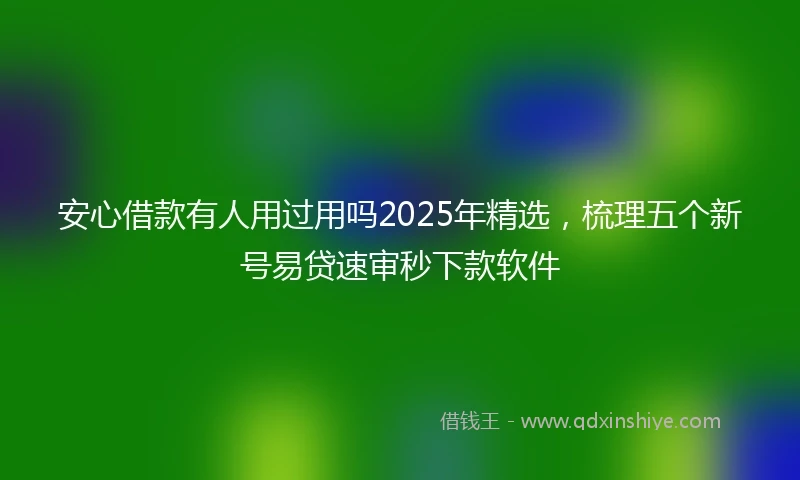 安心借款有人用过用吗2025年精选，梳理五个新号易贷速审秒下款软件
