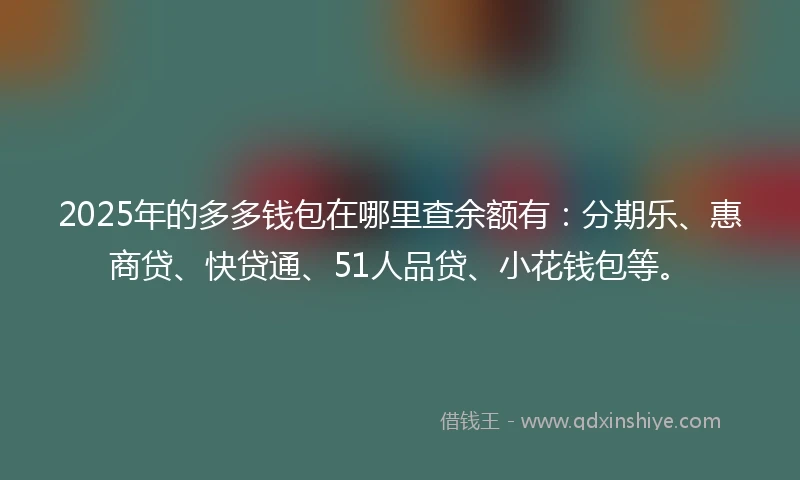2025年的多多钱包在哪里查余额有：分期乐、惠商贷、快贷通、51人品贷、小花钱包等。
