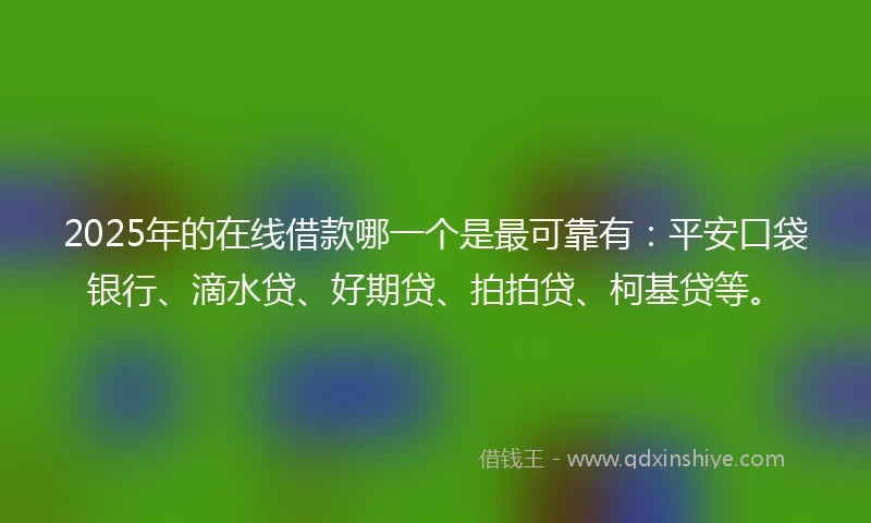 2025年的在线借款哪一个是最可靠有：平安口袋银行、滴水贷、好期贷、拍拍贷、柯基贷等。