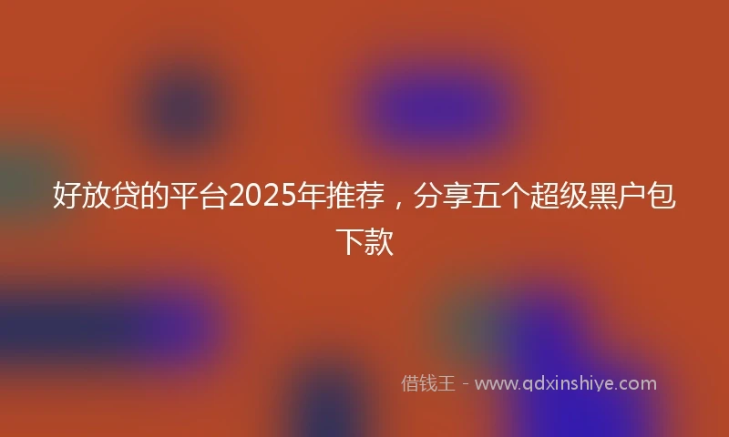好放贷的平台2025年推荐，分享五个超级黑户包下款
