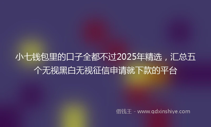 小七钱包里的口子全都不过2025年精选，汇总五个无视黑白无视征信申请就下款的平台