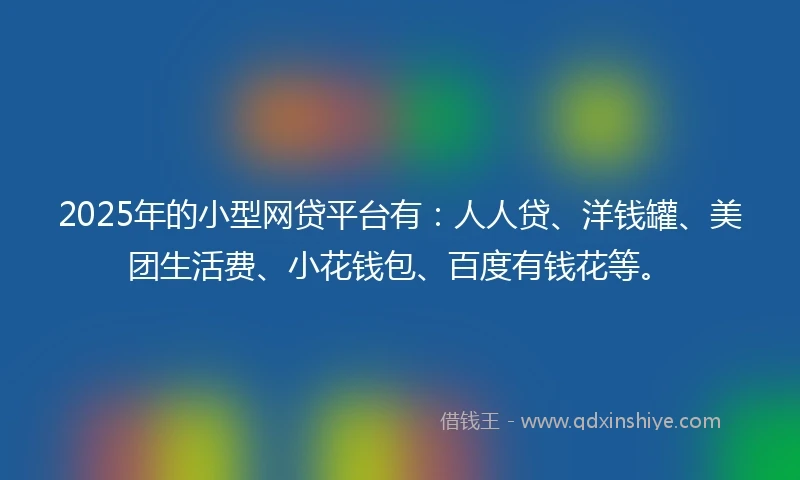 2025年的小型网贷平台有：人人贷、洋钱罐、美团生活费、小花钱包、百度有钱花等。