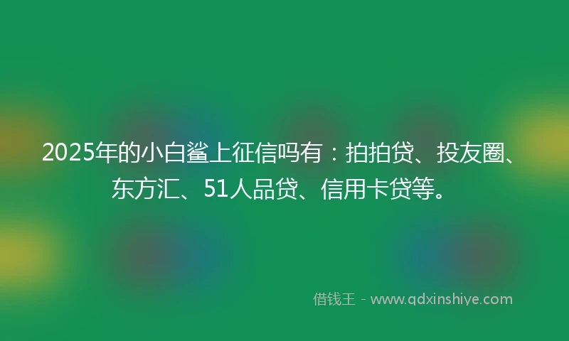2025年的小白鲨上征信吗有：拍拍贷、投友圈、东方汇、51人品贷、信用卡贷等。