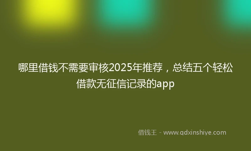 哪里借钱不需要审核2025年推荐，总结五个轻松借款无征信记录的app