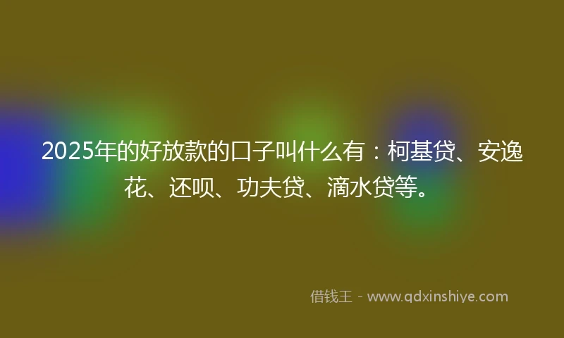 2025年的好放款的口子叫什么有：柯基贷、安逸花、还呗、功夫贷、滴水贷等。